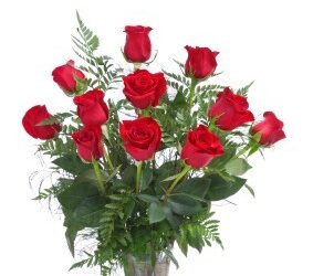 12 Rosas Rojas en Jarrón ; 12 Rosas Vermelhas em Vaso ; 12 Red Roses in a Glass Vase